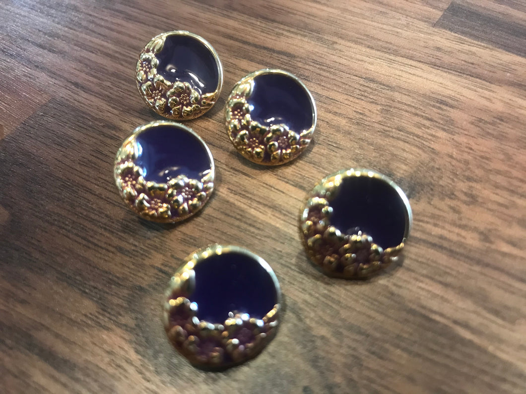 Purple & Gold Flower Button.   Price per Button