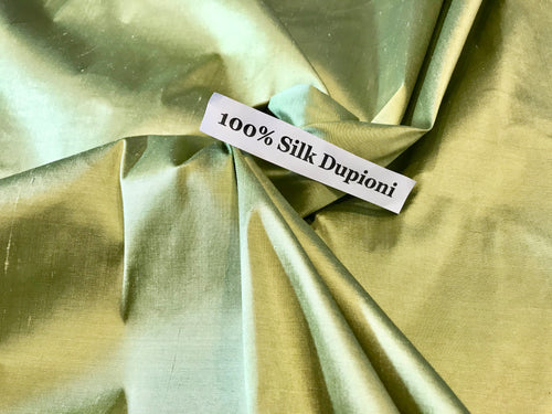 Yellow Green 100% Silk Dupioni.   1/4 Metre Price