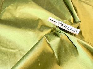 Yellow Green 100% Silk Dupioni.   1/4 Metre Price