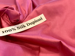 Bubblegum Pink 100% Silk Dupioni.   1/4 Metre Price