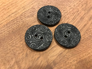 Black Paisley Coconut Shell Button.   Price per button