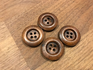 Rimmed 4 Hole Wood Button.   Price per Button