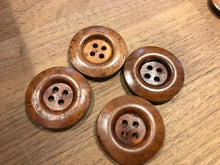 Load image into Gallery viewer, Rimmed 4 Hole Wood Button.   Price per Button