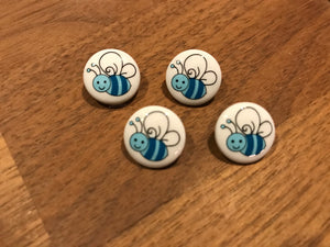 Happy Bees Plastic Button.   Price per Button