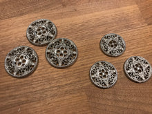 Load image into Gallery viewer, Silver 4 hole Filigree Button.   Price per Button