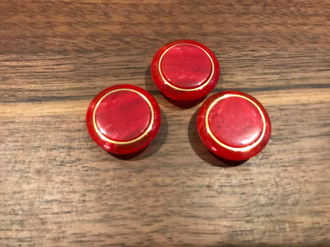 Red with Gold Ring Button.   Price per Button