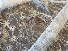 Load image into Gallery viewer, White Double Scalloped Chantilly Lace.  1/4 Metre Price