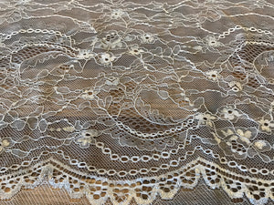 Beige Chantilly Double Scalloped Lace.    1/4 Metre Price