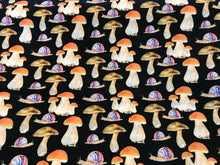 Load image into Gallery viewer, Digital Mushrooms &amp; Snails 100% Cotton Lawn.    1/4 Metre Price