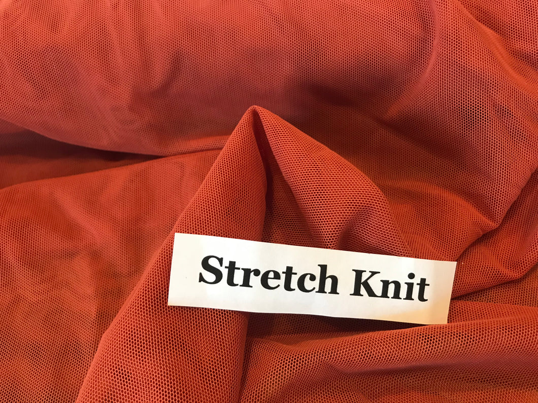 Rust Mesh Knit 80% Nylon 20% Spandex.  1/4 Metre price
