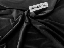 Load image into Gallery viewer, Black stretch Knit 92% Polyester 8% Spandex.   1/4 Metre Price