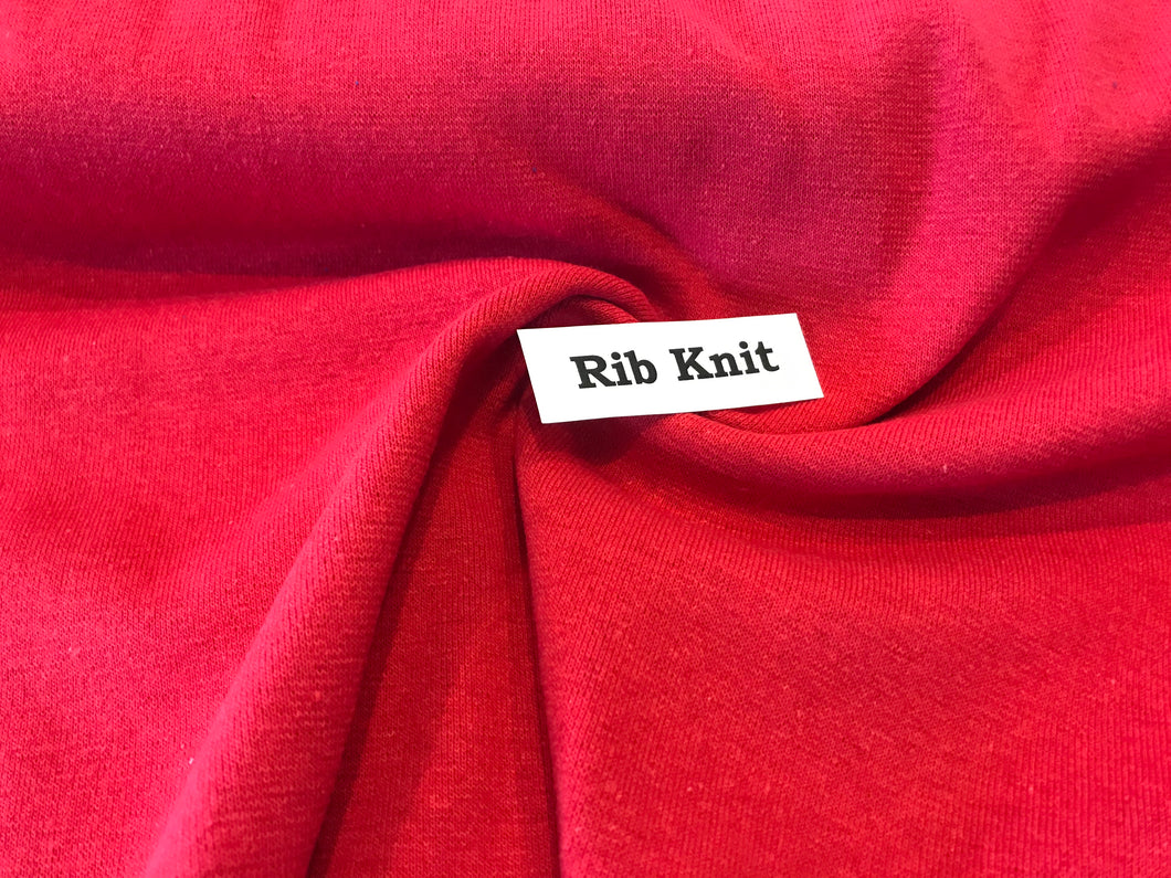 Red Rib Knit 48% Polyester 48% Cotton 4% Spandex     1/4 Meter Price