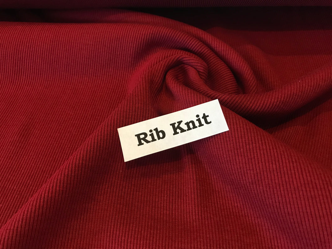 Crimson Tubular Ribbing Knit.   1/4 Metre Price