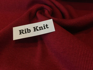 Crimson Tubular Ribbing Knit.   1/4 Metre Price