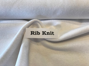 White  48% polyester 48%cotton fabric 4% spandex rib knit.   1/4 Metre Price