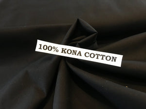 Black 100% KONA Cotton     1/4 Meter Price