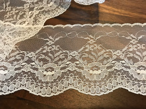 3" Wide Netting Floral Lace Trim.     1/4 Metre Price