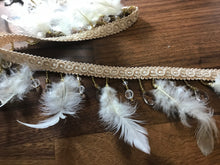 Load image into Gallery viewer, White Crystals &amp; Feathers Trim.   1/4 Metre Price