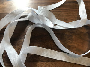 White 5/8" Twill Tape.   Price per Metre