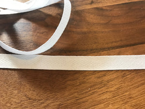 White 5/8" Twill Tape.   Price per Metre