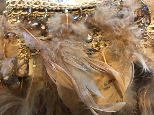 Gold Crystals & Feathers Trim.   1/4 Metre Price