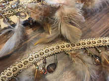 Load image into Gallery viewer, Gold Crystals &amp; Feathers Trim.   1/4 Metre Price