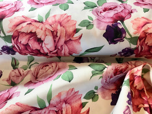 Rose Garden 97% Cotton 3% Spandex Sateen.    1/4 Metre Price