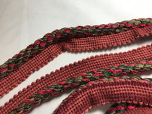 Load image into Gallery viewer, Burgundy &amp; Green Chenille Piping Cord.   1/4 Metre Price