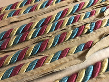 Load image into Gallery viewer, Gold, Burgundy &amp; Teal Piping Cord.     1/4 Metre Price