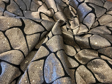 Load image into Gallery viewer, Black &amp; Gold Giraffe sequinned Matelasse 50% Off!!!   1/4 Metre Price