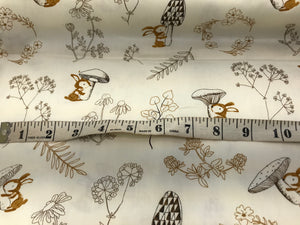 Bunnies & Mushrooms 100% Cotton.   1/4 Metre Price