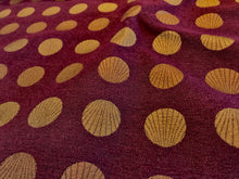 Load image into Gallery viewer, Maroon With Gold Dots 14% Cotton 86% Polyester.    1/4 Metre Price