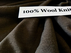 Cocoa Brown 100% Wool Knit.    1/4 Metre Price