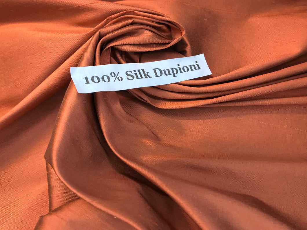 Deep Russett 100% Dupioni Silk.   1/4 Metre Price