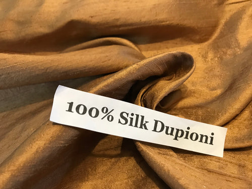 Rustic Copper 100% Dupioni Silk.  1/4 Metre Price