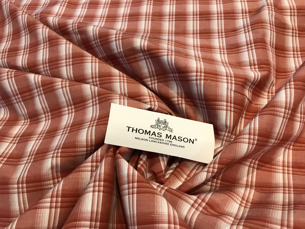 Orange/ Rust Plaid Thomas Mason 100% Cotton.  1/4 Metre Price