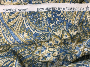Waverly "Swept Away"  Blue & Green Paisley 90% Cotton 10% Linen.   1/4 Metre Price