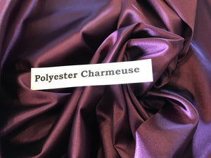 Plum Stretch Polyester Charmeuse 97% Polyester 3% Spandex.   1/4 Metre Price