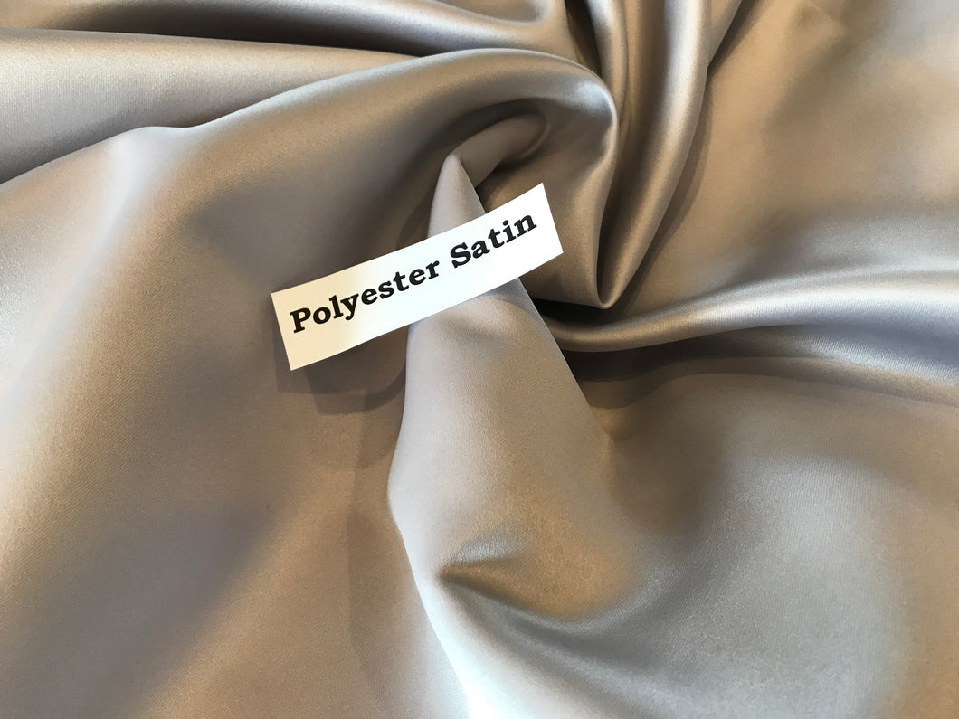 Silver 100% Polyester Duchess Satin.  1/4 Metre Price