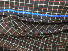 Load image into Gallery viewer, Midnight Navy with Red &amp; White Check Gabardine 70% Wool 30% Cashmere.   1/4 Metre Price