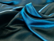 Load image into Gallery viewer, Teal Blue 100% Silk Double Faced Peau de Soie.   1/4 Metre Price