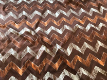 Load image into Gallery viewer, Brown &amp; Orange Chevron 100% Silk Charmeuse 50% Off!!!    1/4 Meter Price