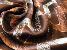 Load image into Gallery viewer, Brown &amp; Orange Chevron 100% Silk Charmeuse 50% Off!!!    1/4 Meter Price