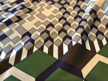 Load image into Gallery viewer, Grey Purple &amp; Tan Geometric 100% Silk Charmeuse.   1/4 Metre Price