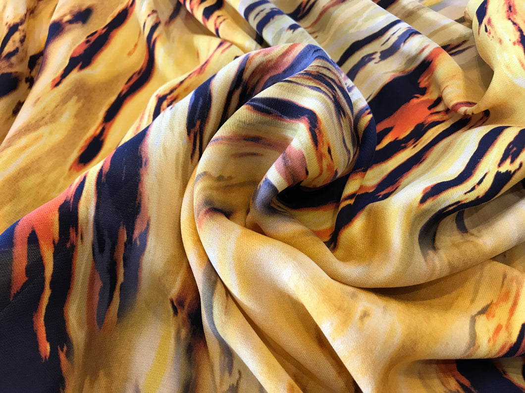 Designer Yellow Horizons 100% Silk Georgette      1/4 Meter Price