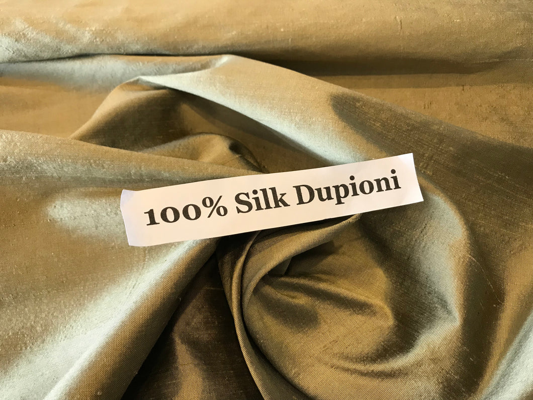 Moss Green 100% Silk Dupioni.    1/4 Metre Price