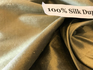 Moss Green 100% Silk Dupioni.    1/4 Metre Price