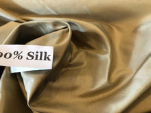 Load image into Gallery viewer, Khaki 100% Silk Taffeta.   1/4 Metre Price