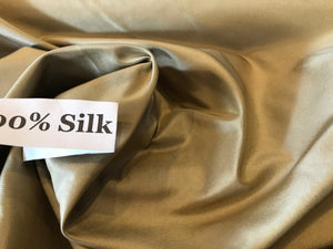 Khaki 100% Silk Taffeta.   1/4 Metre Price