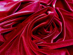 Red Stretch Velvet 90% Polyester 10% Spandex     1/4 Meter Price